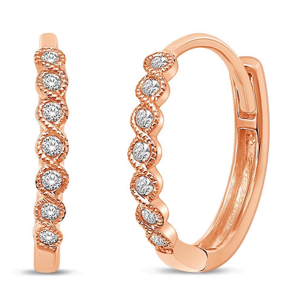 14K Rose Gold 1/6 Ct.Tw. Diamond Stackable Earrings