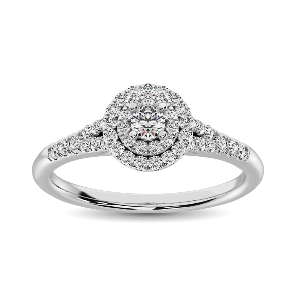 Diamond 1/3 Ct Tw Round-Cut Engagement Ring In 10K White Gold