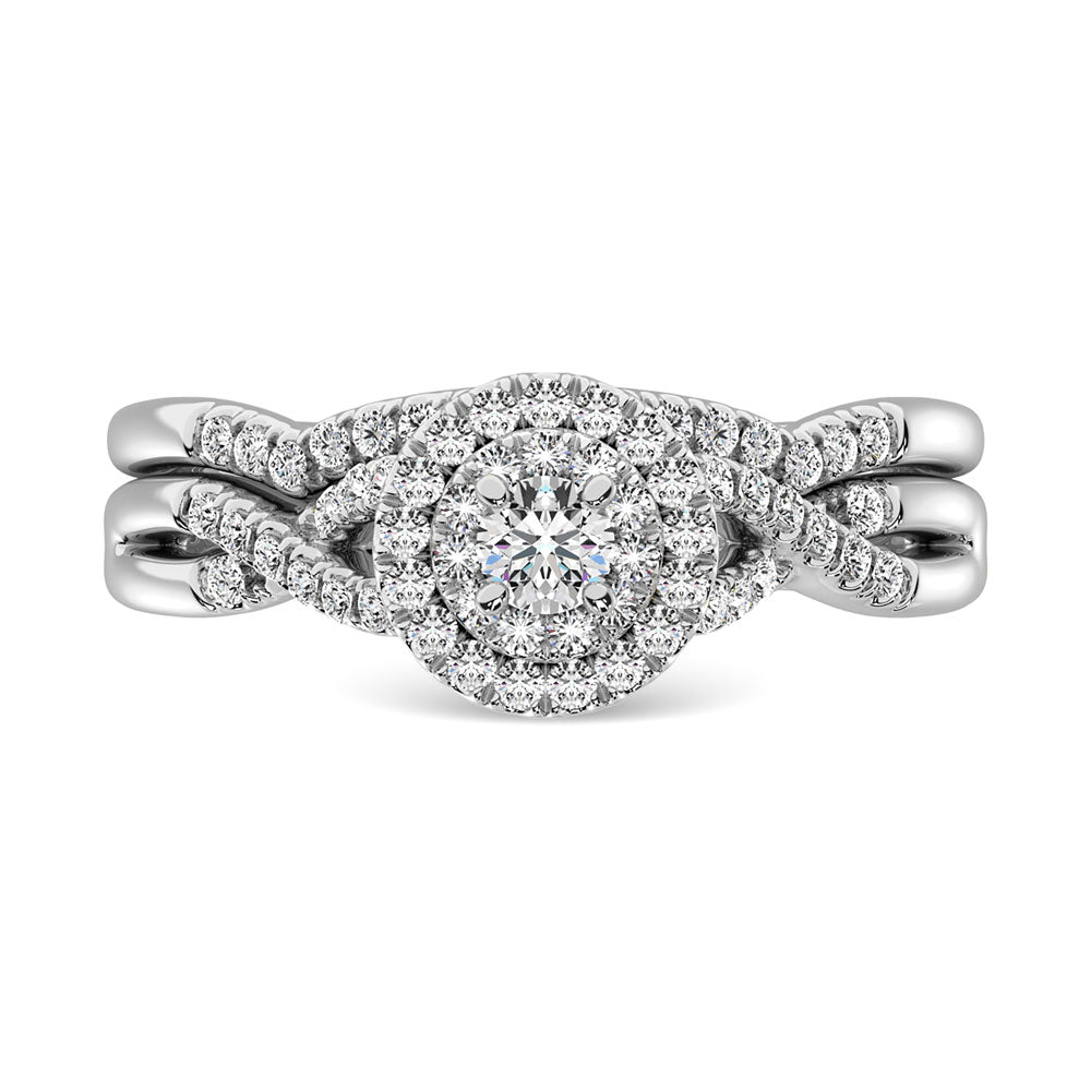 Diamond 3/8.Ct.Tw. Double Halo Bridal Ring In 10K White Gold