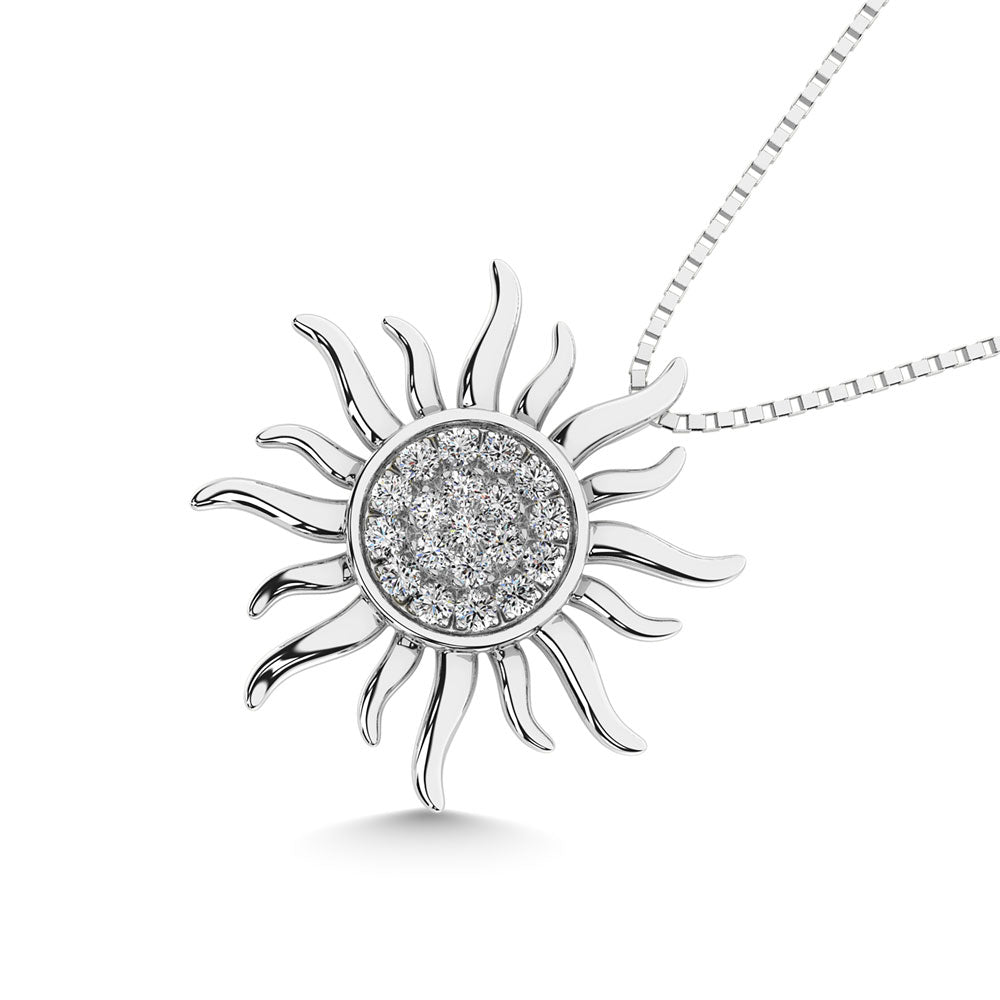10K White Gold 1/10 Ct.Tw.Diamond Sun Pendant