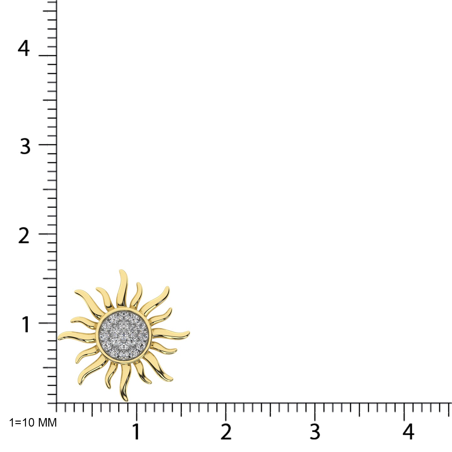 Diamond 1/10 Ct.Tw. Sun Pendant In 10K Yellow Gold