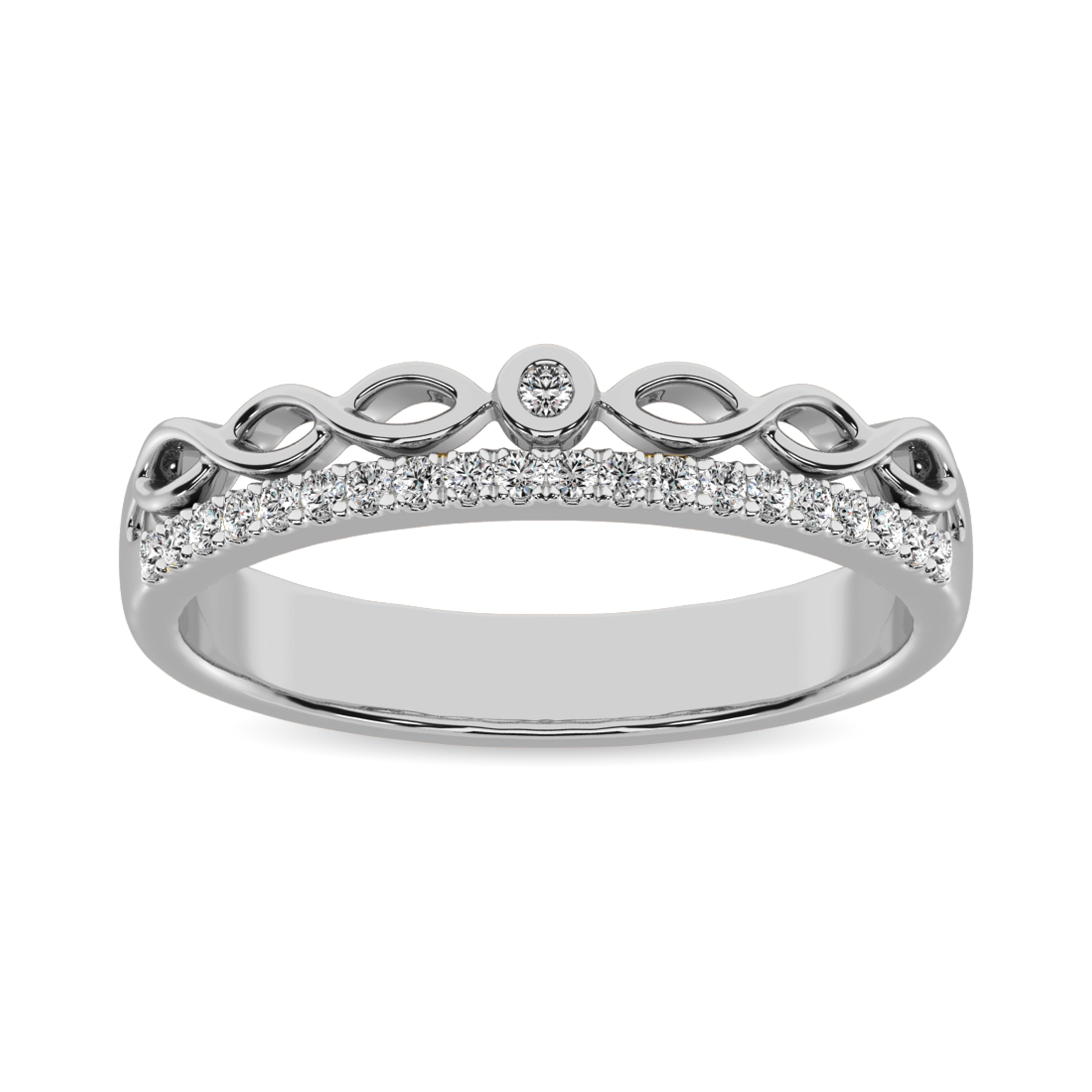 14K White Gold 1/10 Ct.Tw.Diamond Stackable Band