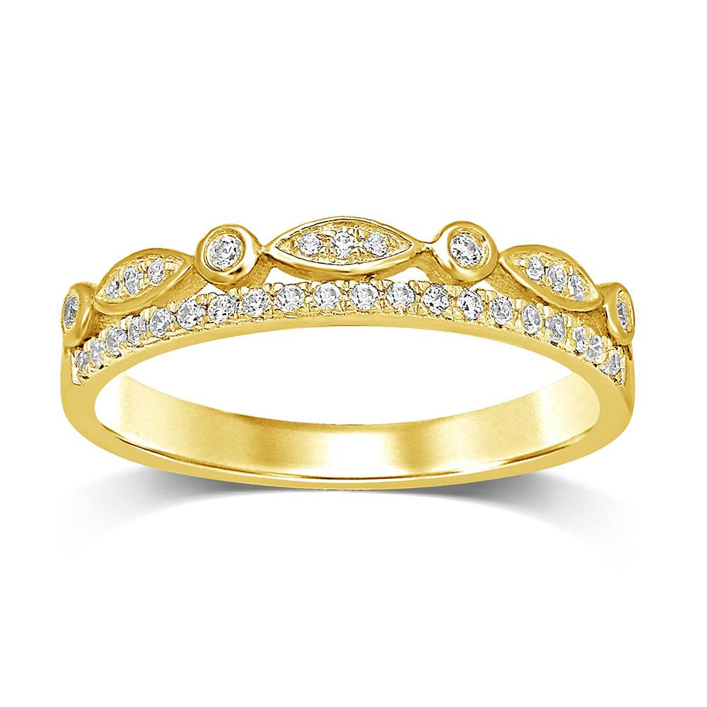 14K Yellow Gold 1/6 Ct.Tw.Diamond Stackable Band