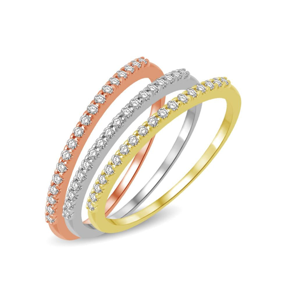 14K Rose Gold 1/10 Ctw Diamond Wedding Band