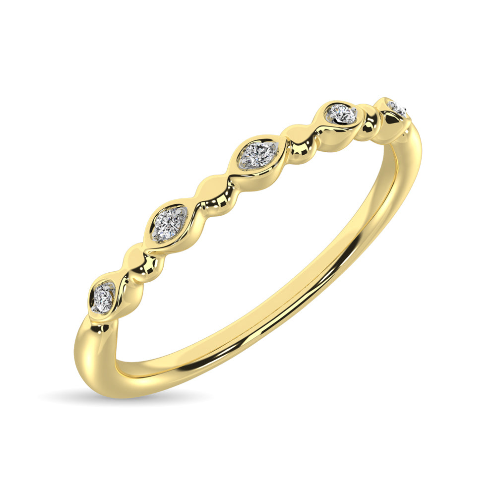 Diamond 1/50 Ct.Tw. Marquise And Bubble Shape Stackable Band In 10K Yellow Gold