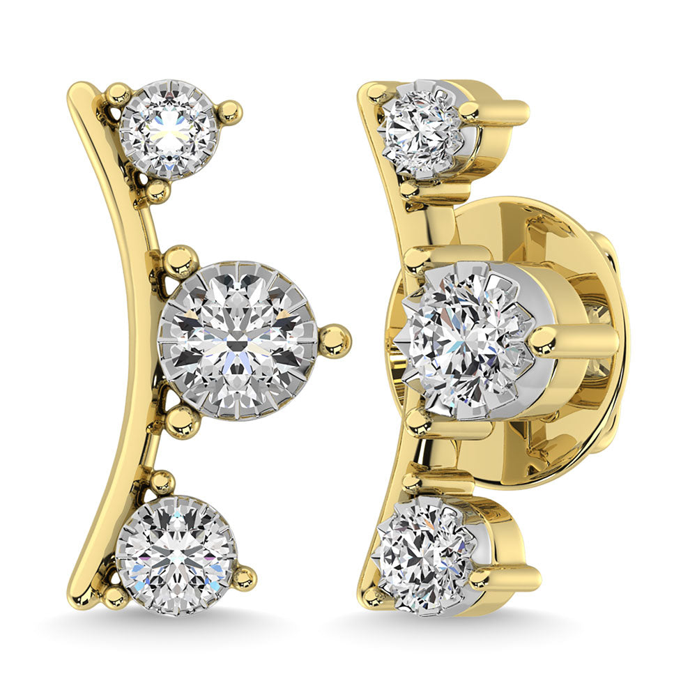 Diamond 1/10.Tw. Fashion Earrings In 10K Yellow Gold