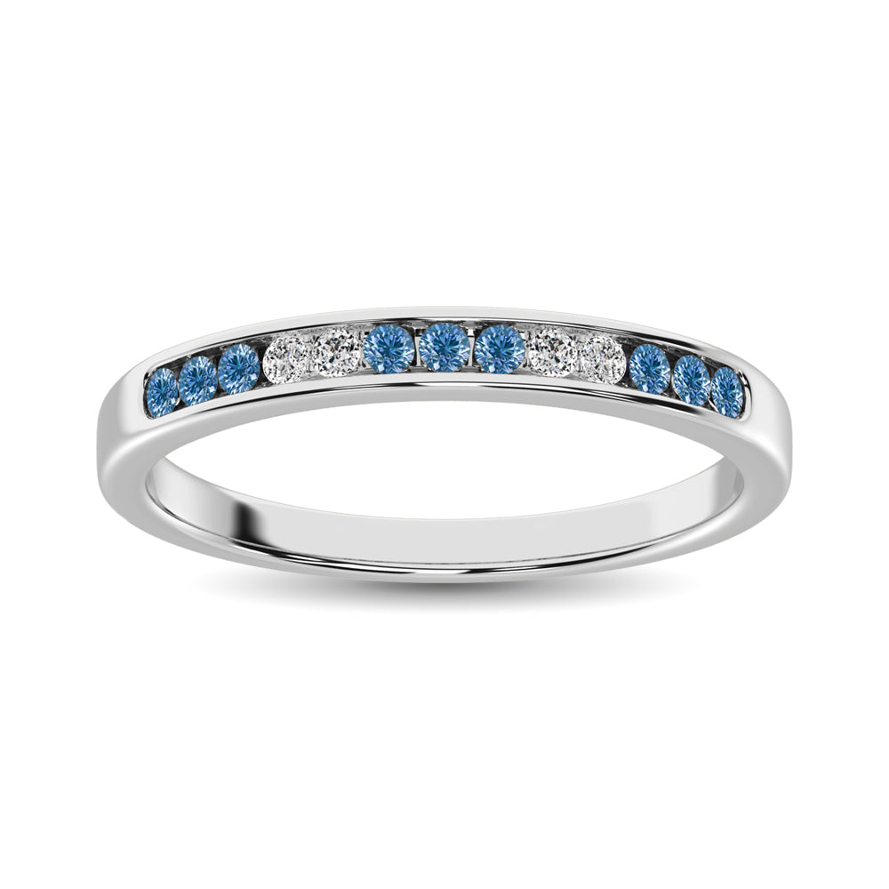 Blue Diamond 1/5 Ct.Tw. Machine Band In 14K White Gold