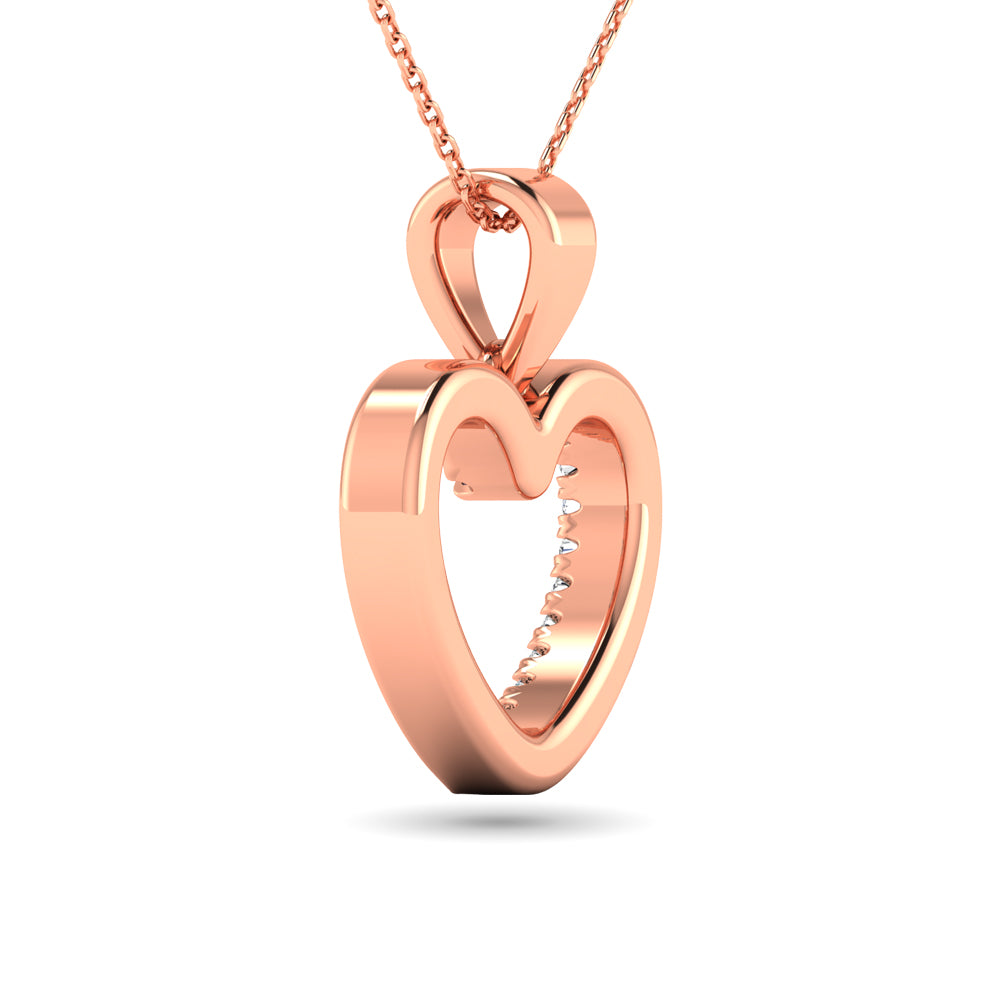 10K Rose Gold 1/10 Ctw Diamond Heart Pendant