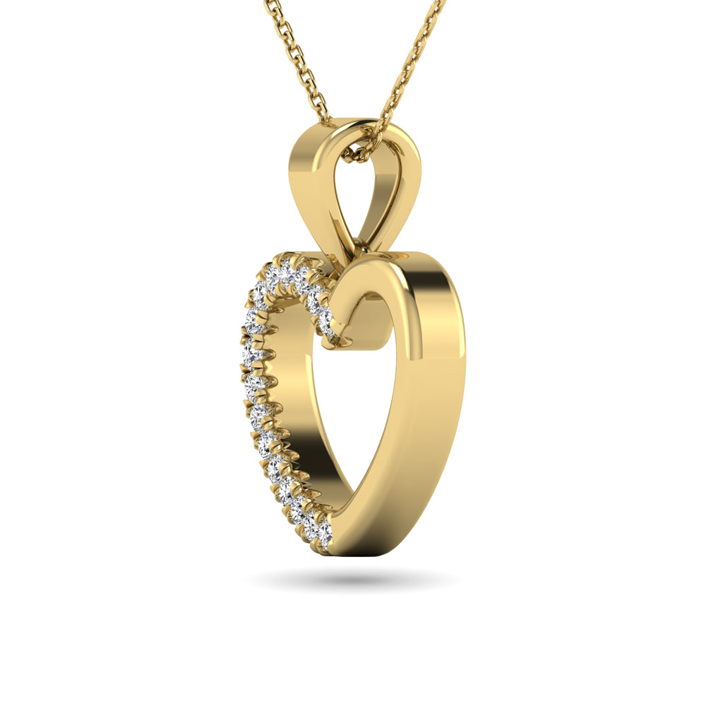 10K Yellow Gold 1/10 Ctw Diamond Heart Pendant