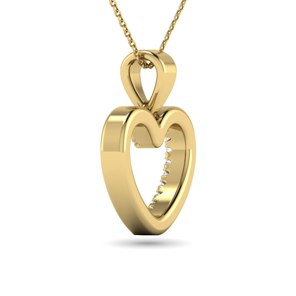 10K Yellow Gold 1/10 Ctw Diamond Heart Pendant