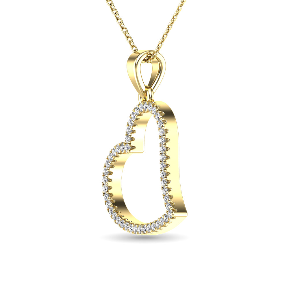 10K Yellow Gold 1/6 Ctw Diamond Heart Pendant