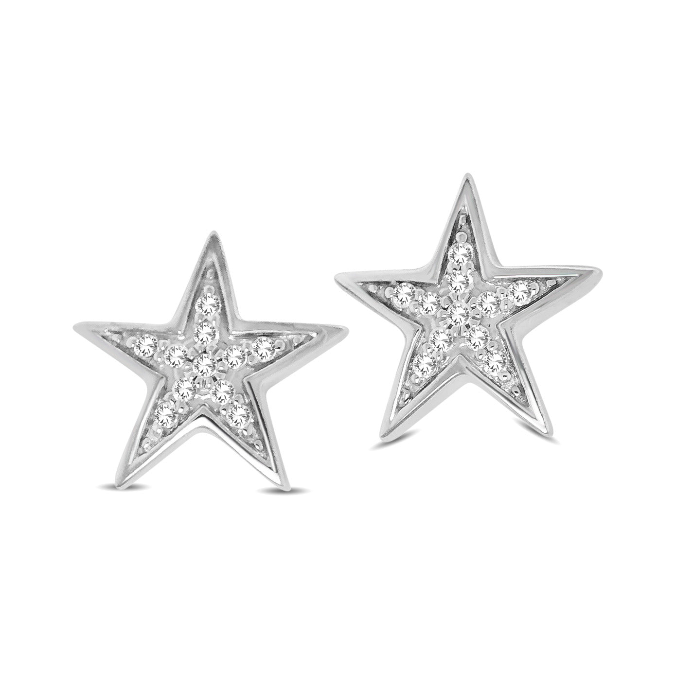 10K White Gold 1/20 Ctw Diamond Twinkle Star Earrings