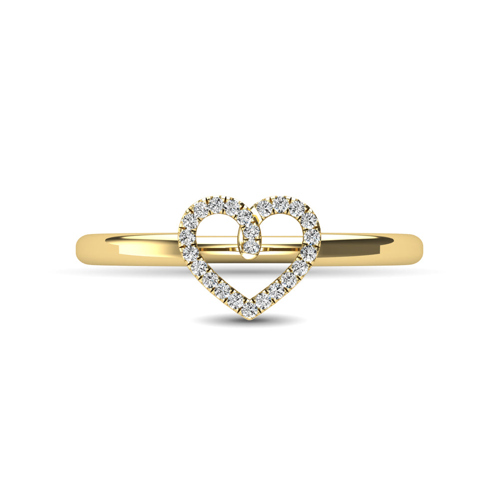 10K Yellow Gold 1/20 Ctw Diamond Heart Ring