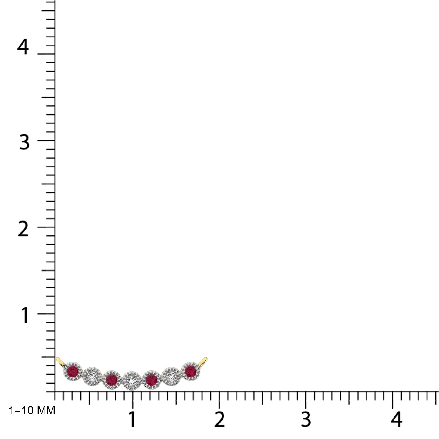 Diamond 1/10 Ct.Tw. And Ruby Fashion Necklace In 10K Rose Gold