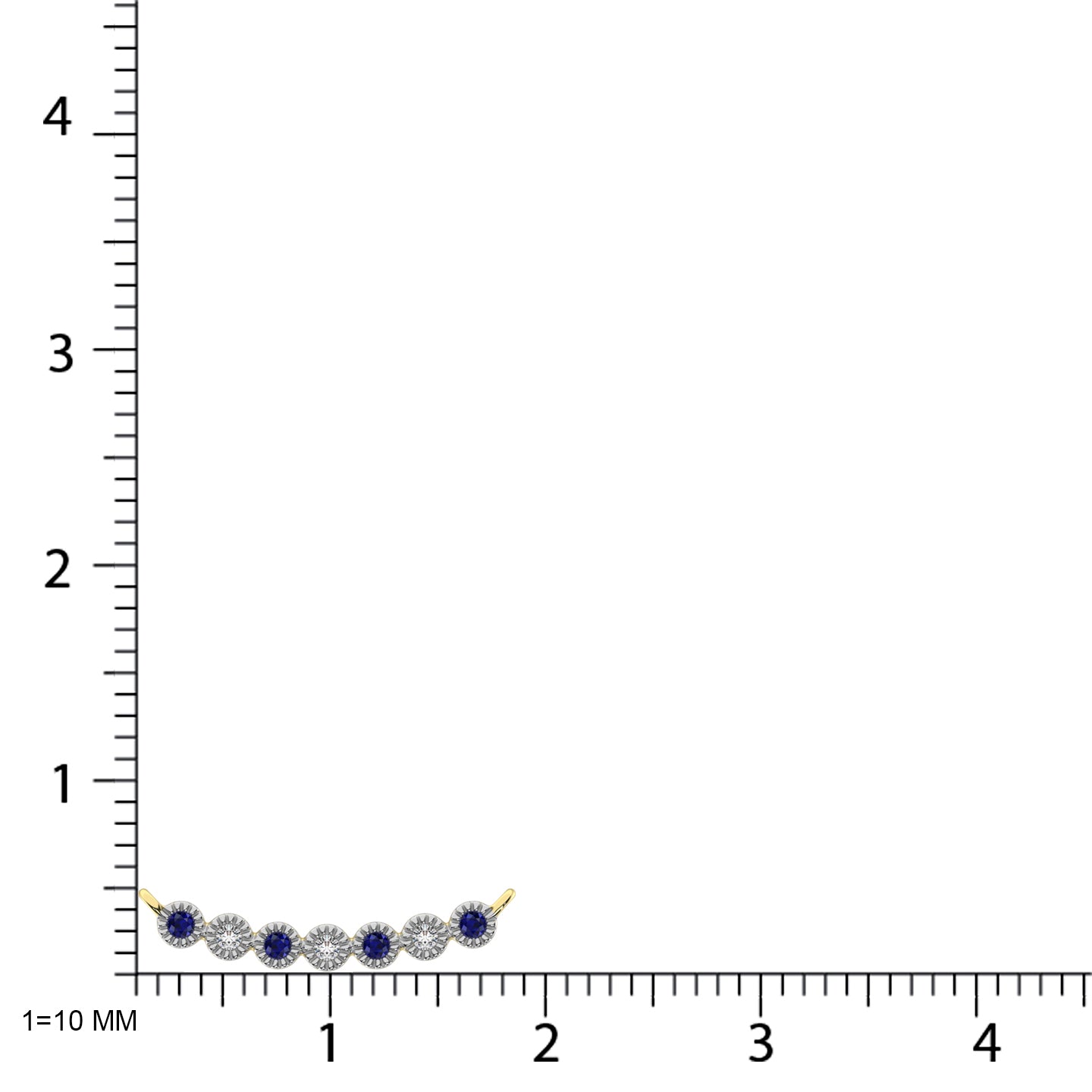 Diamond 1/10 Ct.Tw. And Blue Sapphire Band in 10K White Gold