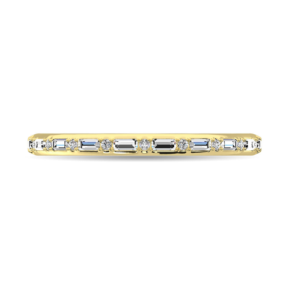 Diamond 1/10 Ct.Tw. Round And Baguette Stackable Ring In 14K Yellow Gold