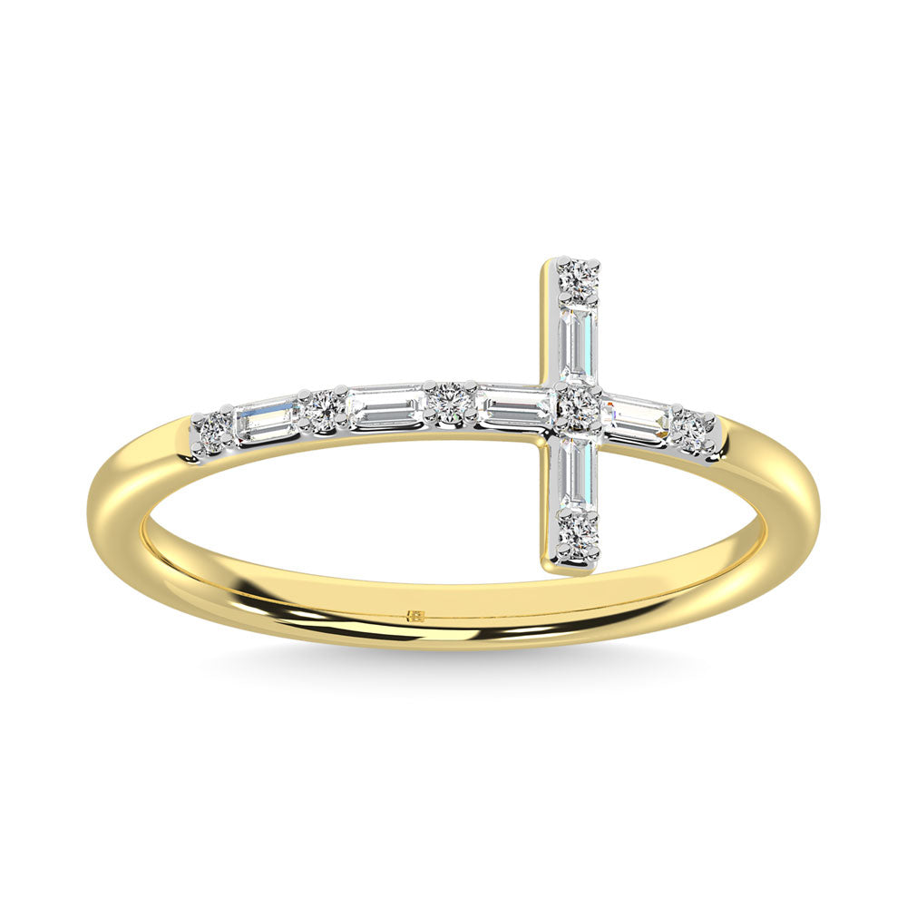 Diamond 1/6 Ct.Tw. Round And Baguette Stackable Ring In 14K Yellow Gold