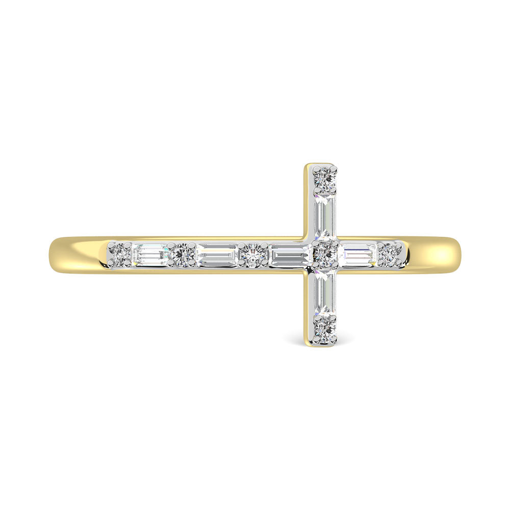 Diamond 1/6 Ct.Tw. Round And Baguette Stackable Ring In 14K Yellow Gold