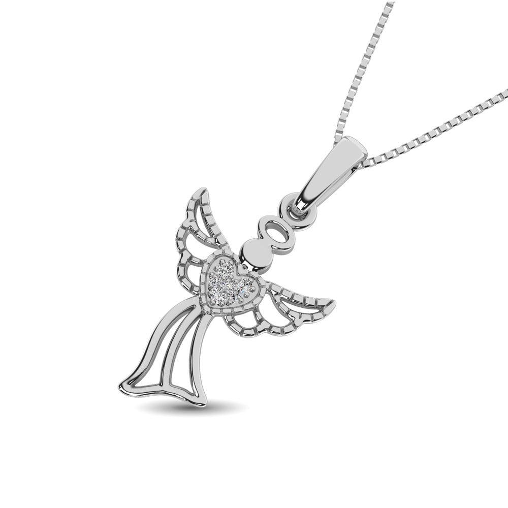 Diamond 1/50 Ct.Tw. Fairy Pendant In Sterling Silver