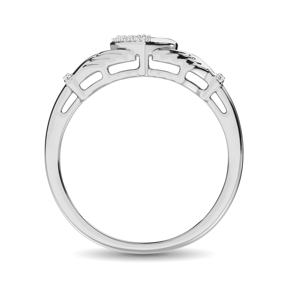 10K White Gold Diamond Accent Claddagh Ring