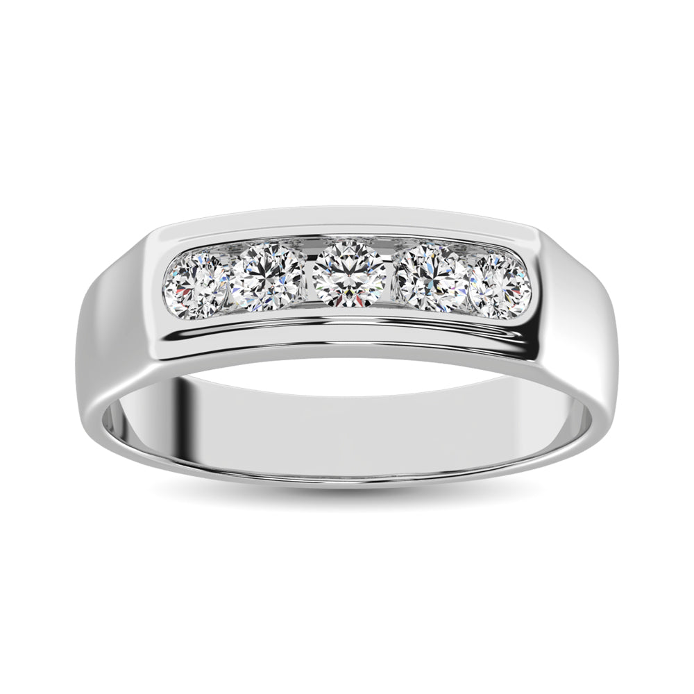 Diamond 1/2.Tw. Mens Machine Band In 10K White Gold