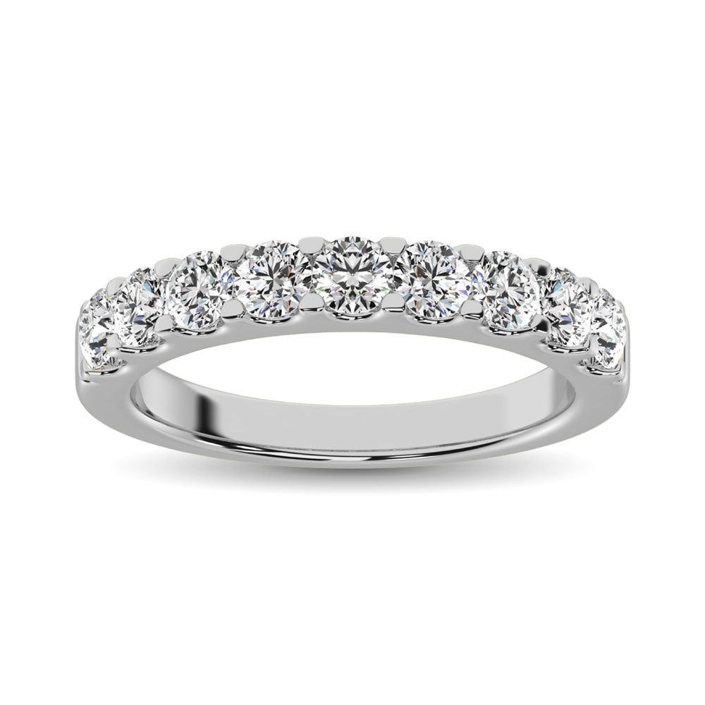14K White Gold Diamond 1 Ct.Tw. 9 Stone Anniversary Band
