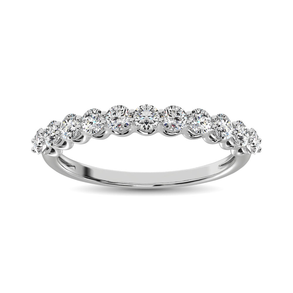 14K White Gold Diamond 3/4 Ct.Tw. 9 Stone Anniversary Band