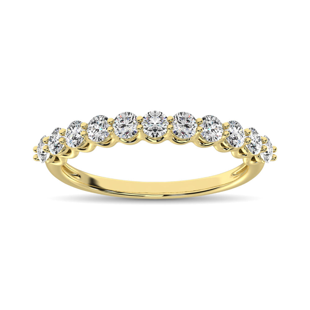 14K Yellow Gold Diamond 5/8 Ct.Tw. 9 Stone Anniversary Band
