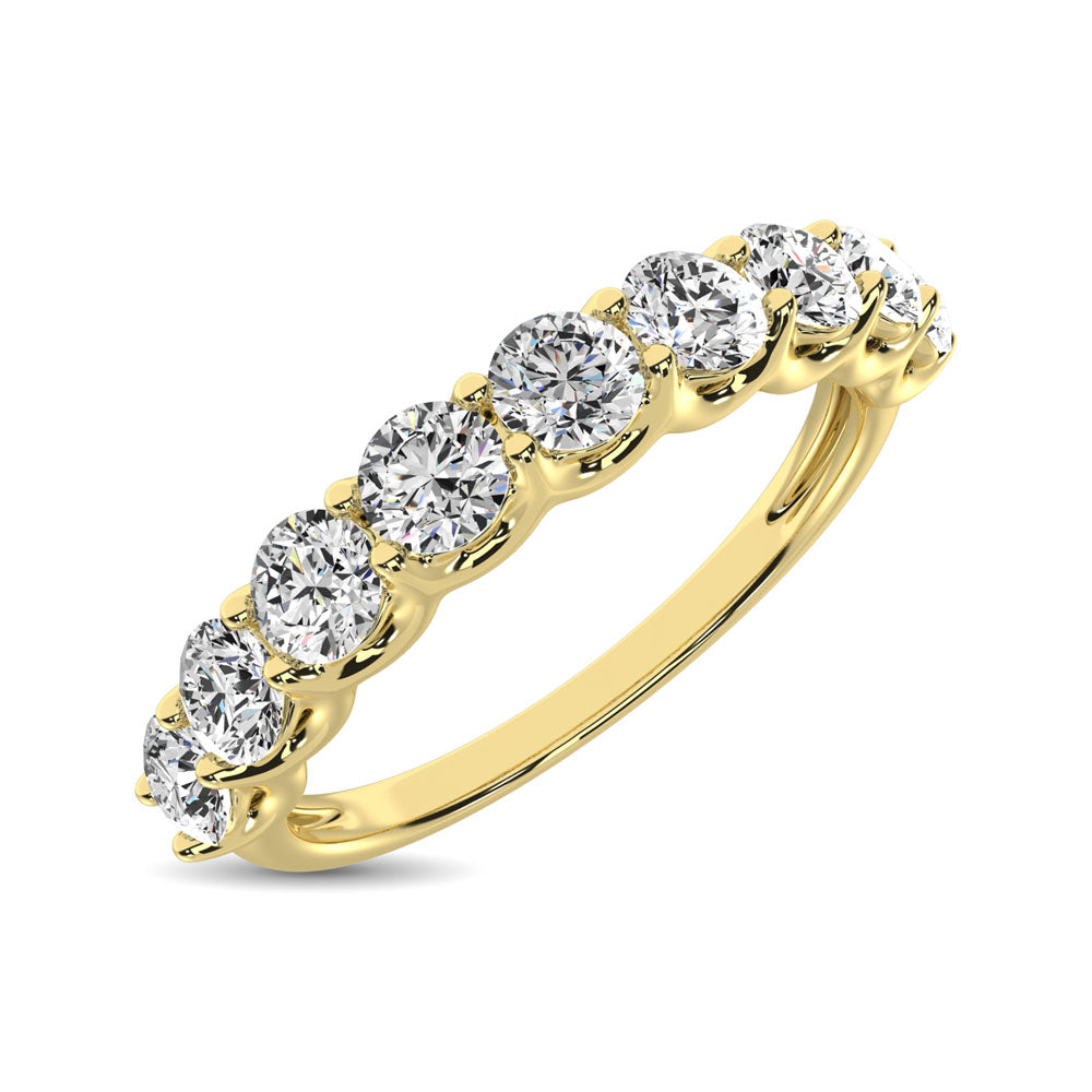 14K Yellow Gold Diamond 1 Ct.Tw. 9 Stone Anniversary Band