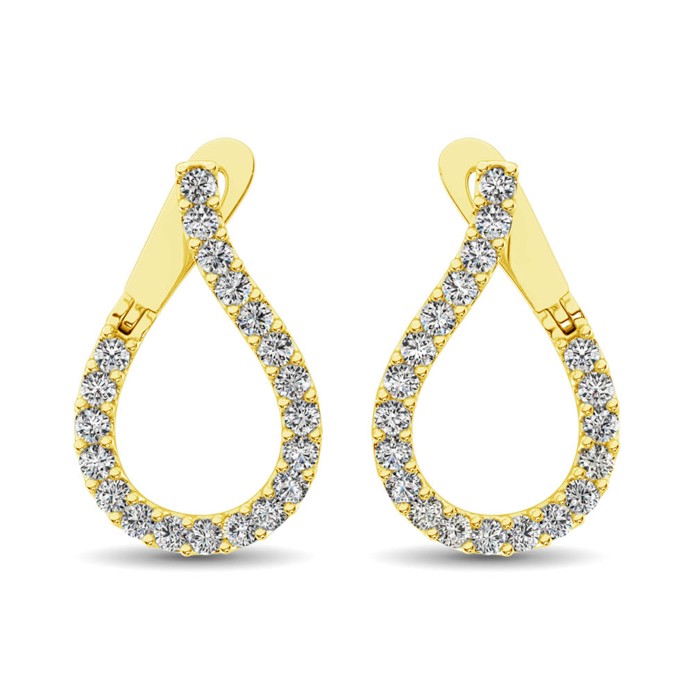 14K Yellow Gold Diamond 5/8 Ct.Tw. Hoop Earrings
