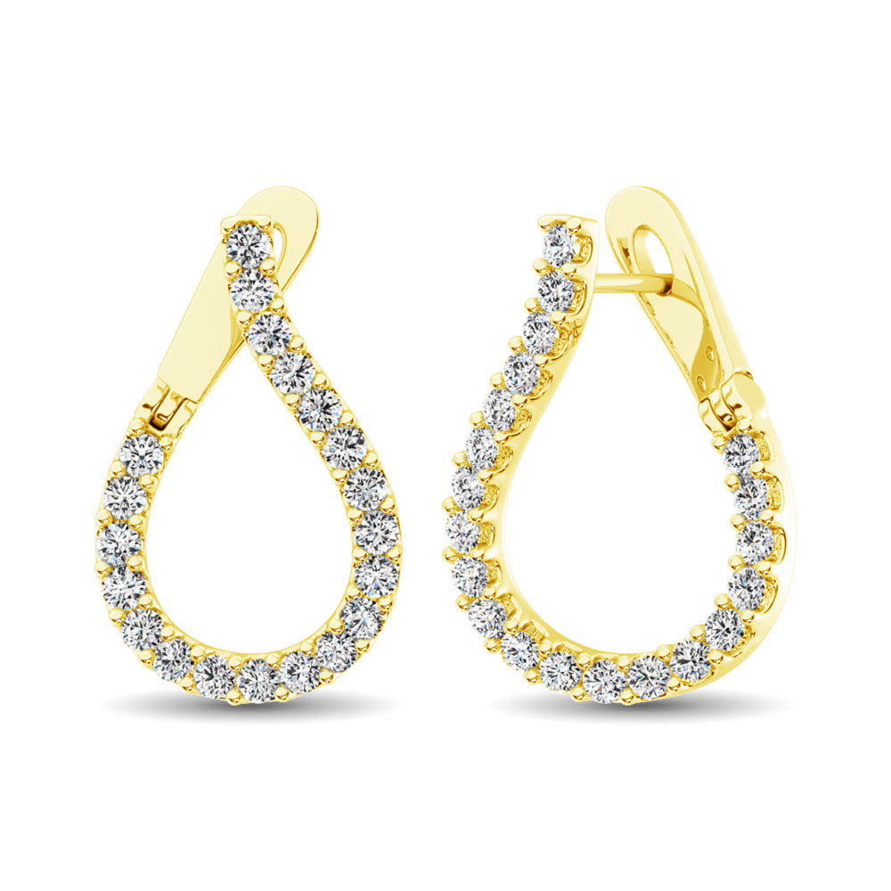 14K Yellow Gold Diamond 5/8 Ct.Tw. Hoop Earrings