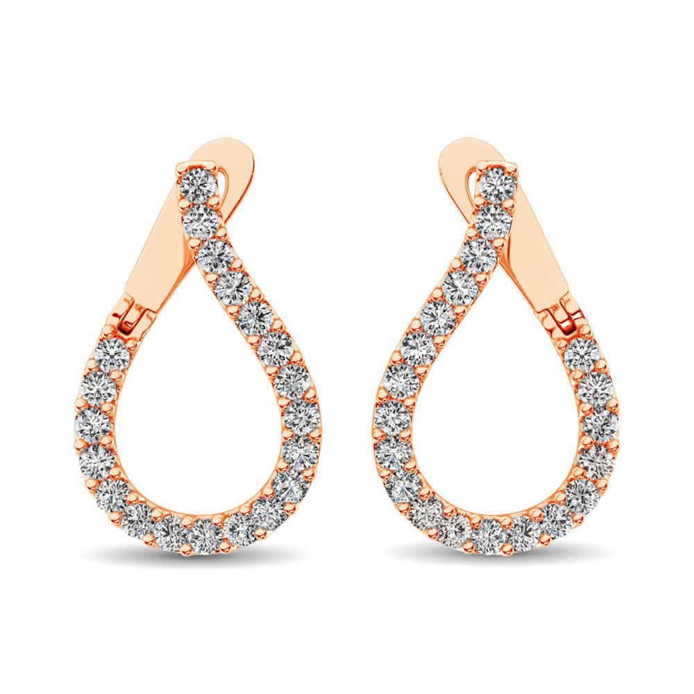 14K Rose Gold Diamond 4 Ct.Tw. Hoop Earrings