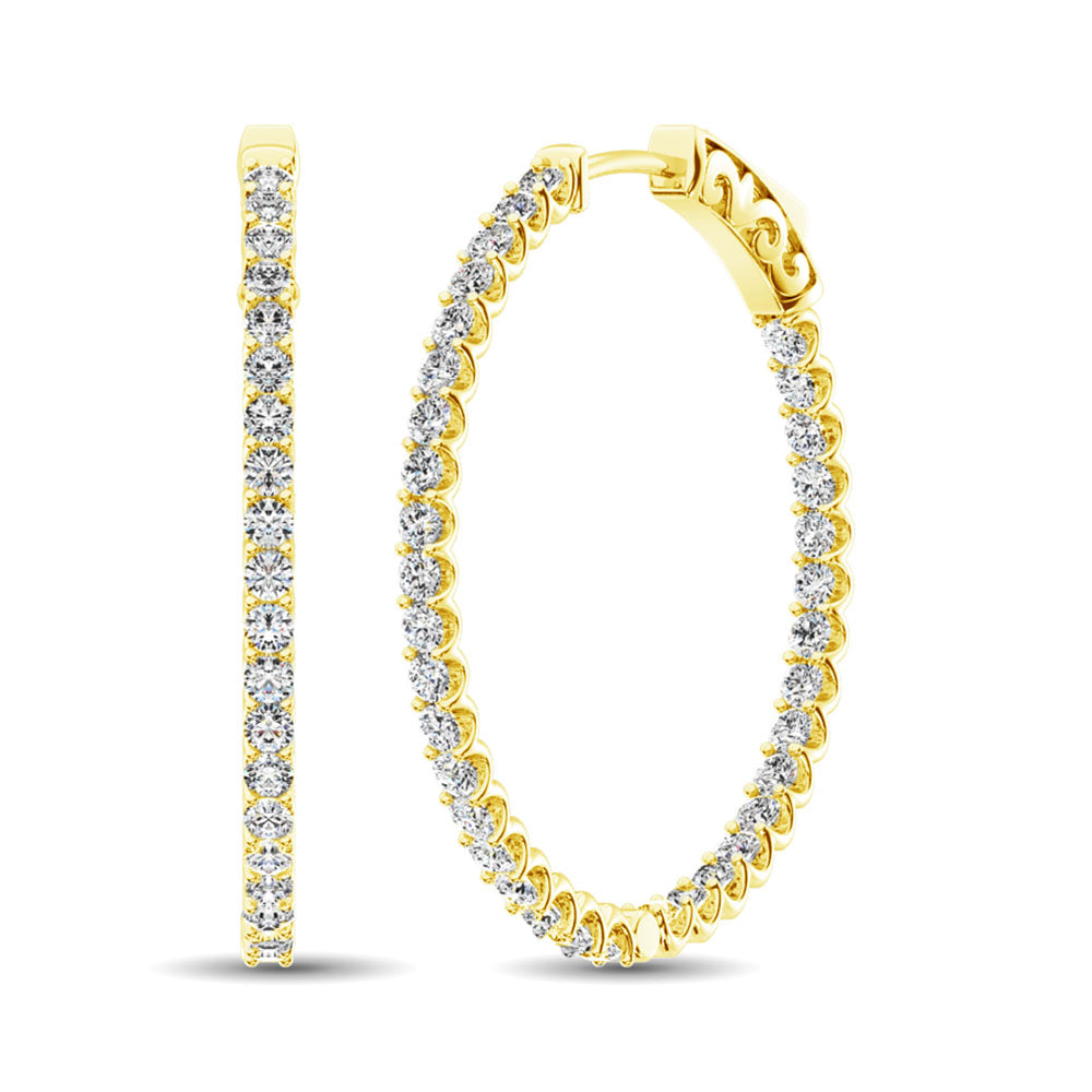 14K Yellow Gold Diamond 1 Ct.Tw. In And Out Hoop Earrings