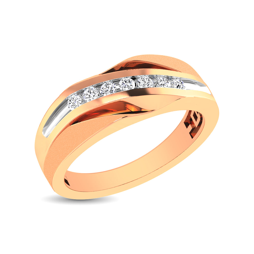 10K Rose Gold 1/4 Ct.Tw. Diamond Seven Stone Mens Band