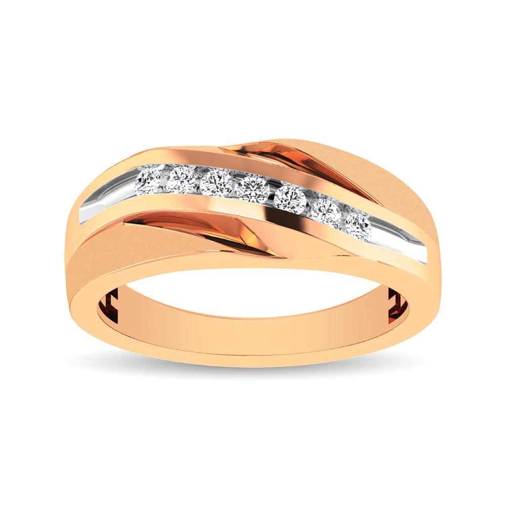 10K Rose Gold 1/4 Ct.Tw. Diamond Seven Stone Mens Band