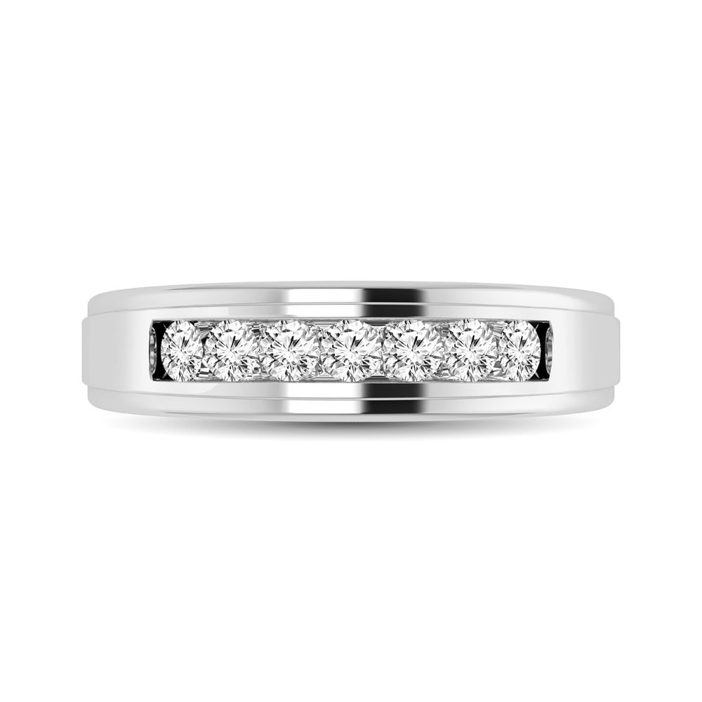 10K White Gold 1/6 Ct.Tw. Diamond Satin Finish Ladies Band