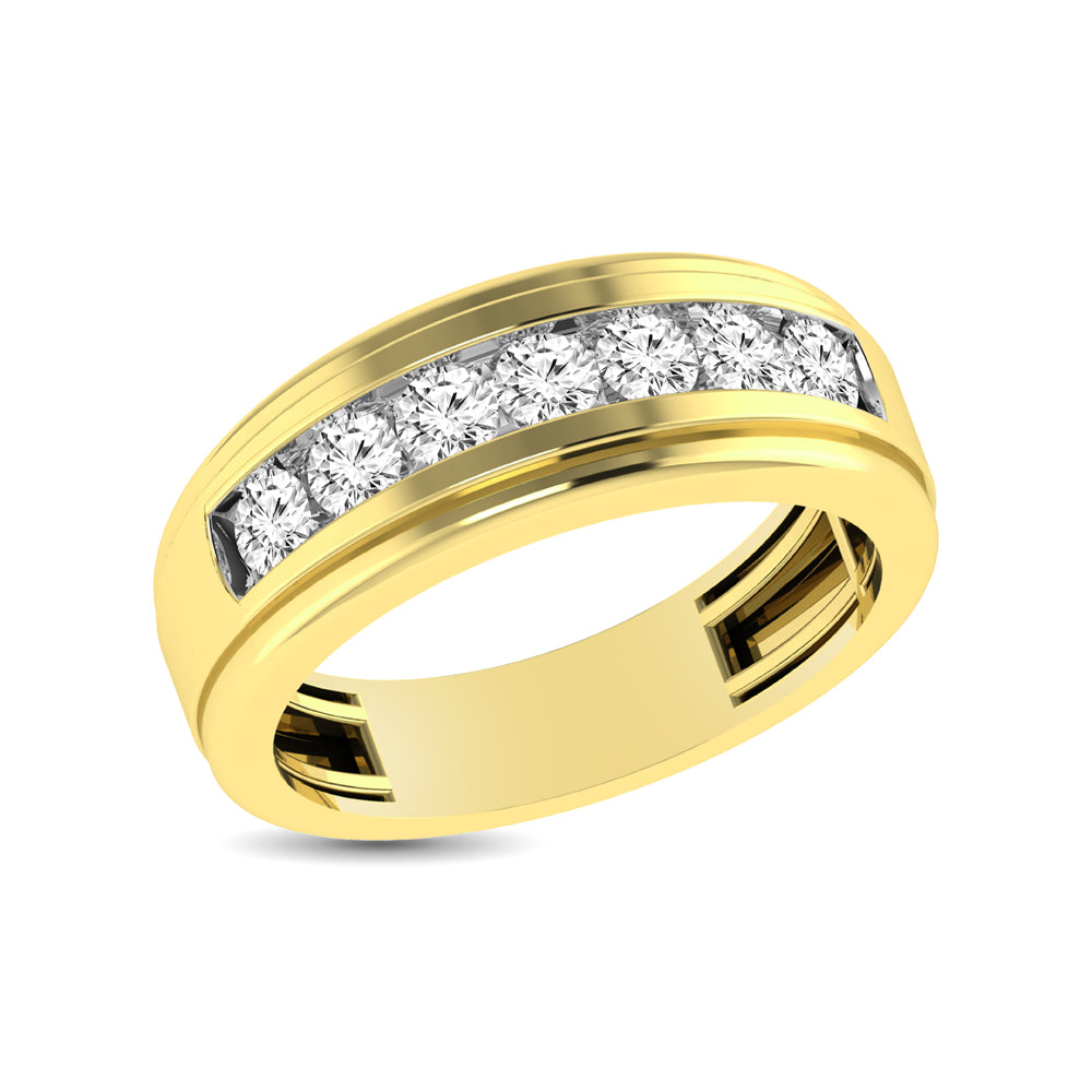 10K Yellow Gold 1 Ct.Tw. Diamond Satin Finish Mens Band
