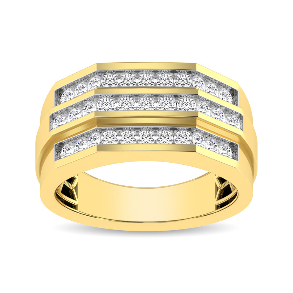 10K Yellow Gold 1/4 Ct.Tw.Diamond Triple Row Mens Band