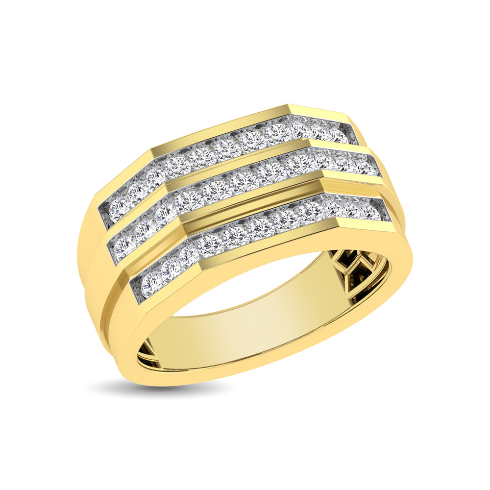 10K Yellow Gold 1 Ct.Tw. Diamond Triple Row Mens Band