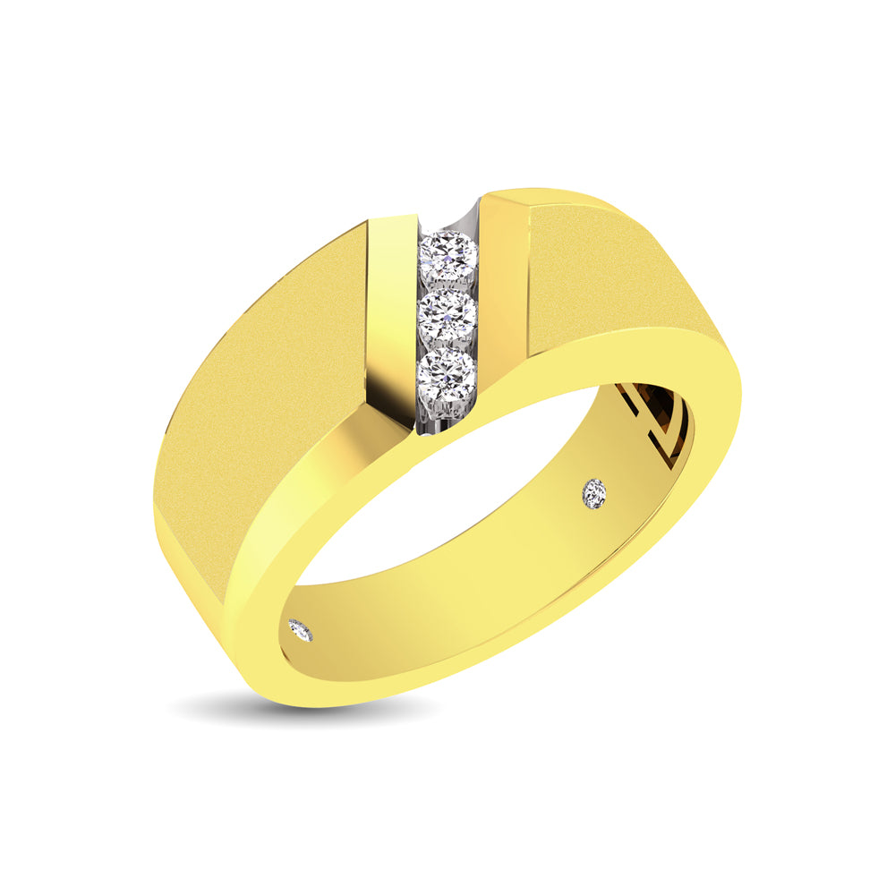 10K Yellow Gold 1/6 Ct.Tw. Diamond Three Stone Mens Band