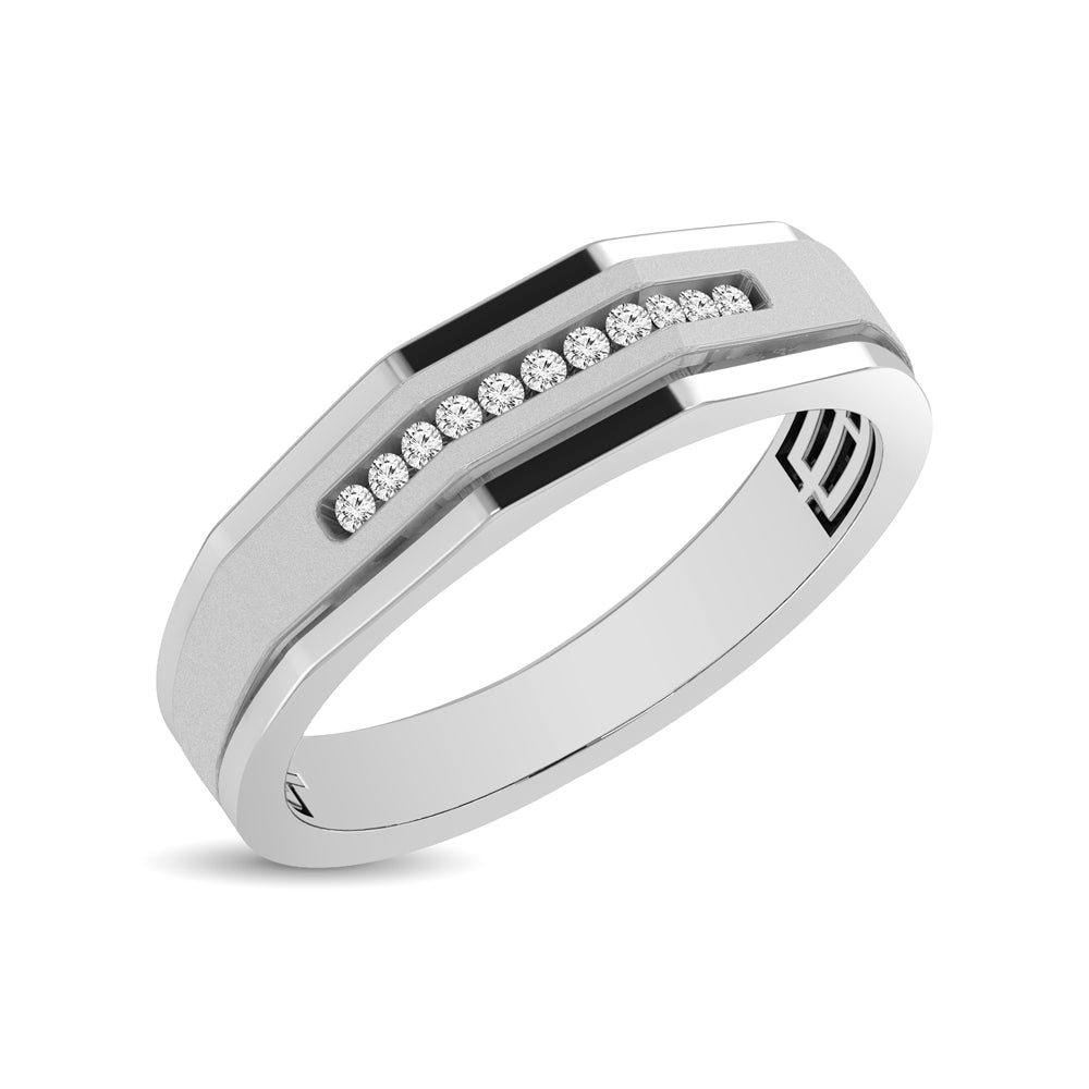 Mens 1/10 Ctw Diamond Band In 10K White Gold