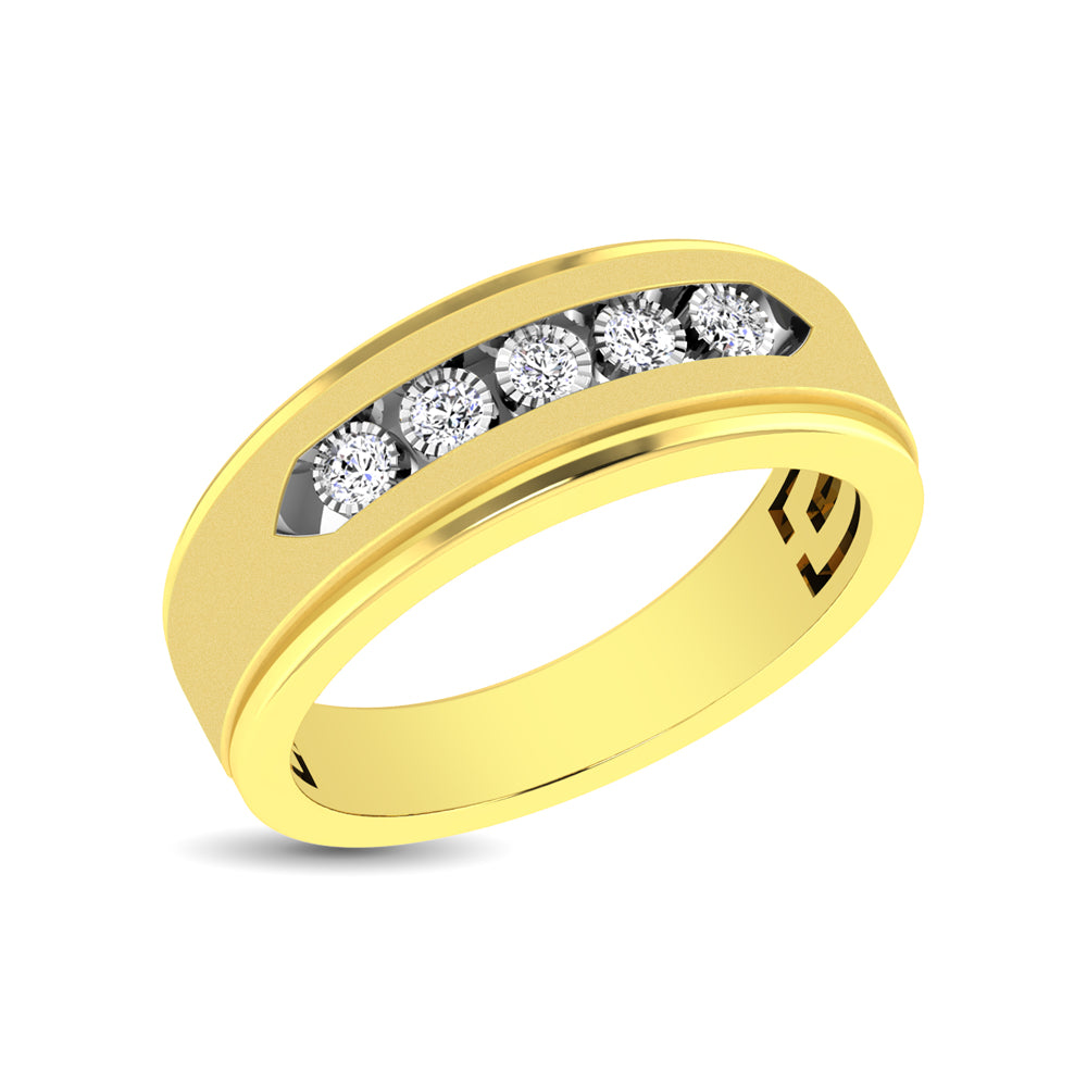 10K Yellow Gold 1/2 Ct.Tw. Diamond Illusion Mens Band