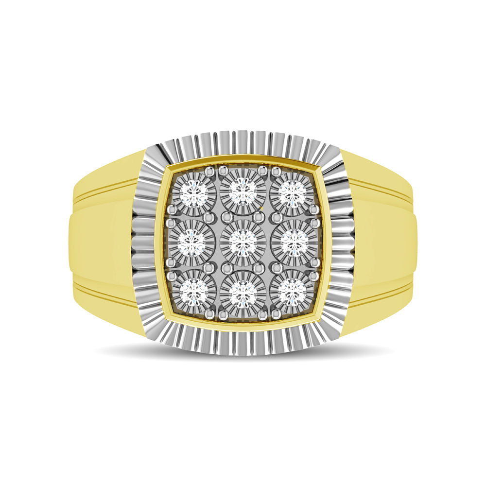 10K Yellow Gold 1/5 Ct.Tw. Diamond Illusion Men&Apos;S Fashion Ring