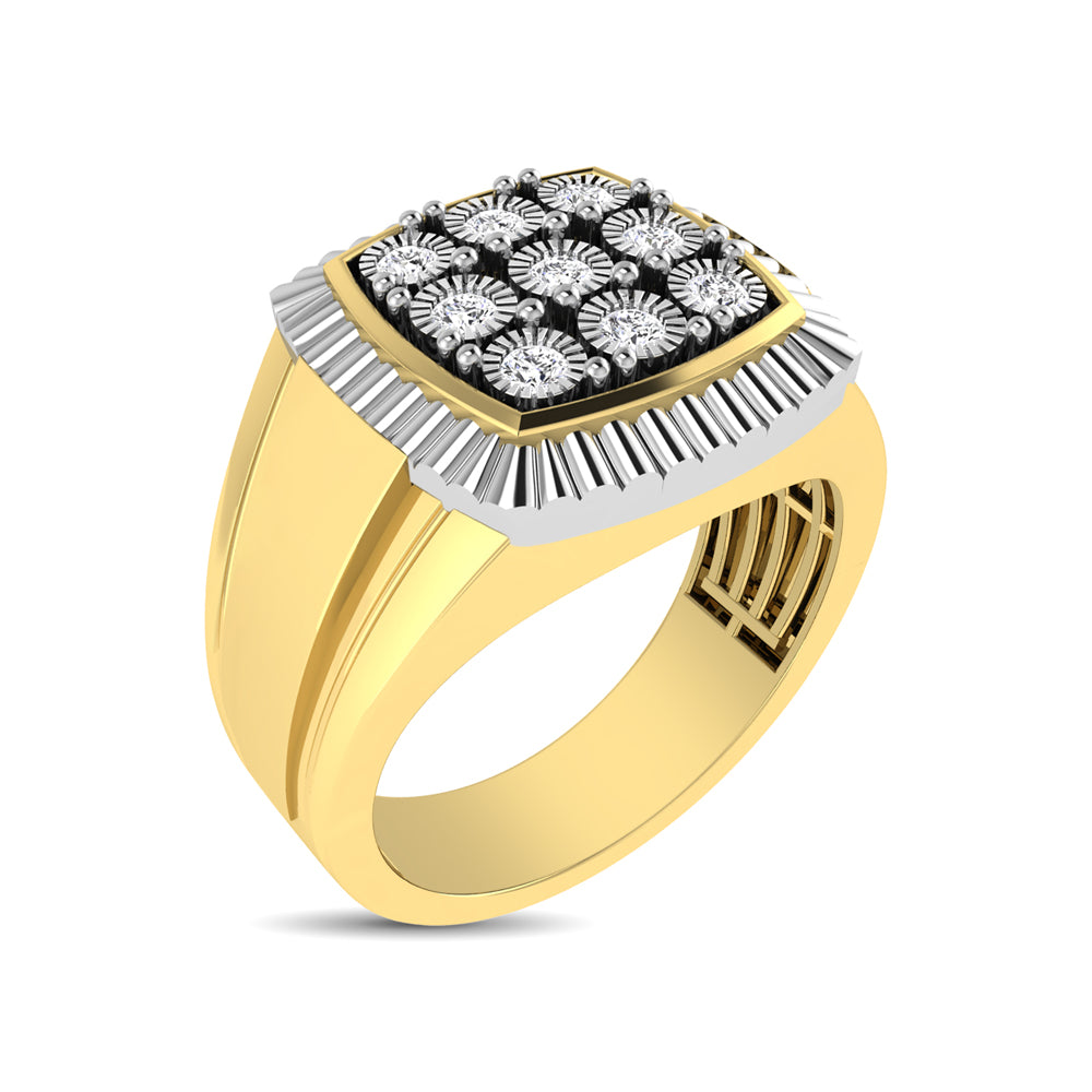 10K Yellow Gold 1/5 Ct.Tw. Diamond Illusion Men&apos;s Fashion Ring
