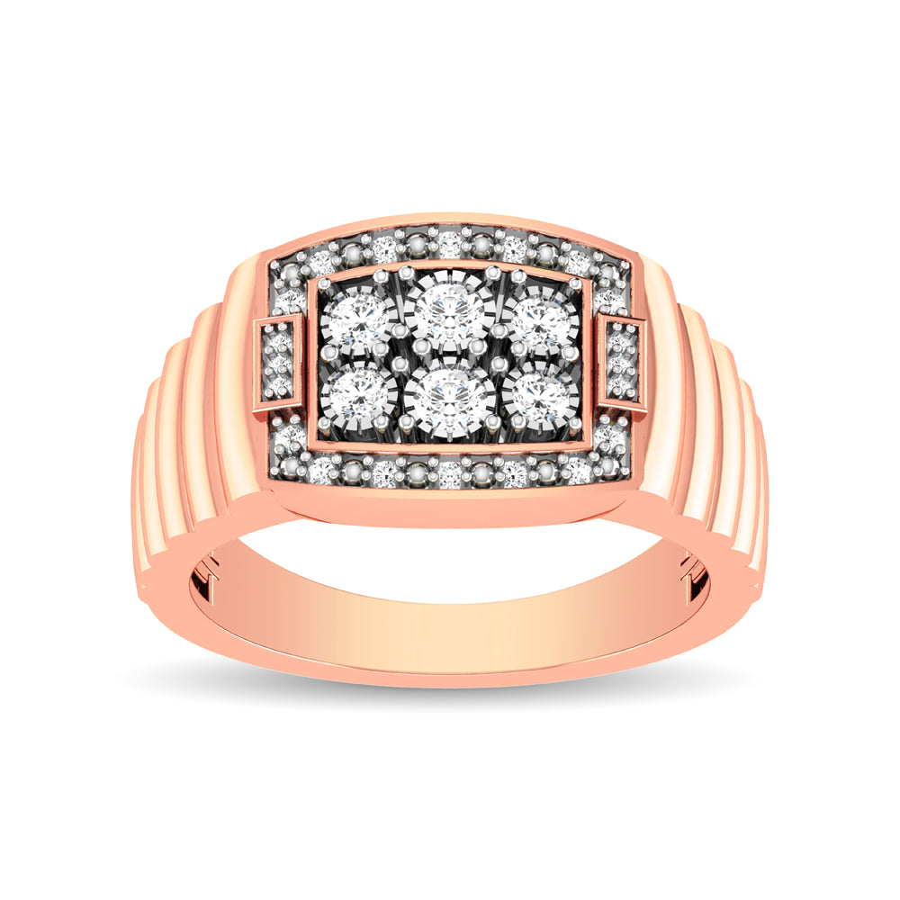10K Rose Gold 1/4 Ct.Tw. Diamond Illusion Men&Apos;S Fashion Ring