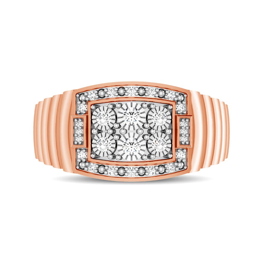 10K Rose Gold 1/4 Ct.Tw. Diamond Illusion Men&Apos;S Fashion Ring