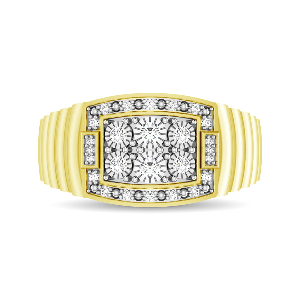 10K Yellow Gold 1/4 Ct.Tw. Diamond Illusion Men&apos;s Fashion Ring