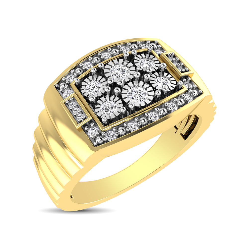 10K Yellow Gold 1/4 Ct.Tw. Diamond Illusion Men&Apos;S Fashion Ring