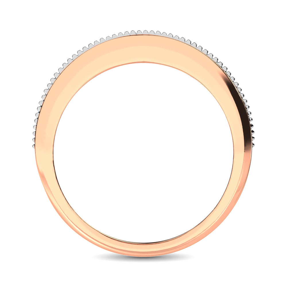 10K White Gold 1/4 Ct.Tw. Diamond Milgrain Finish Mens Band