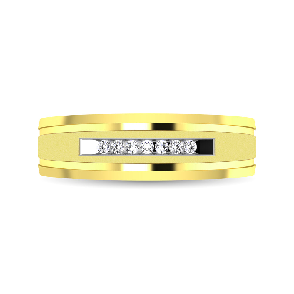 10K Yellow Gold 1/10 Ct.Tw. Diamond Comfort Fit Mens Band